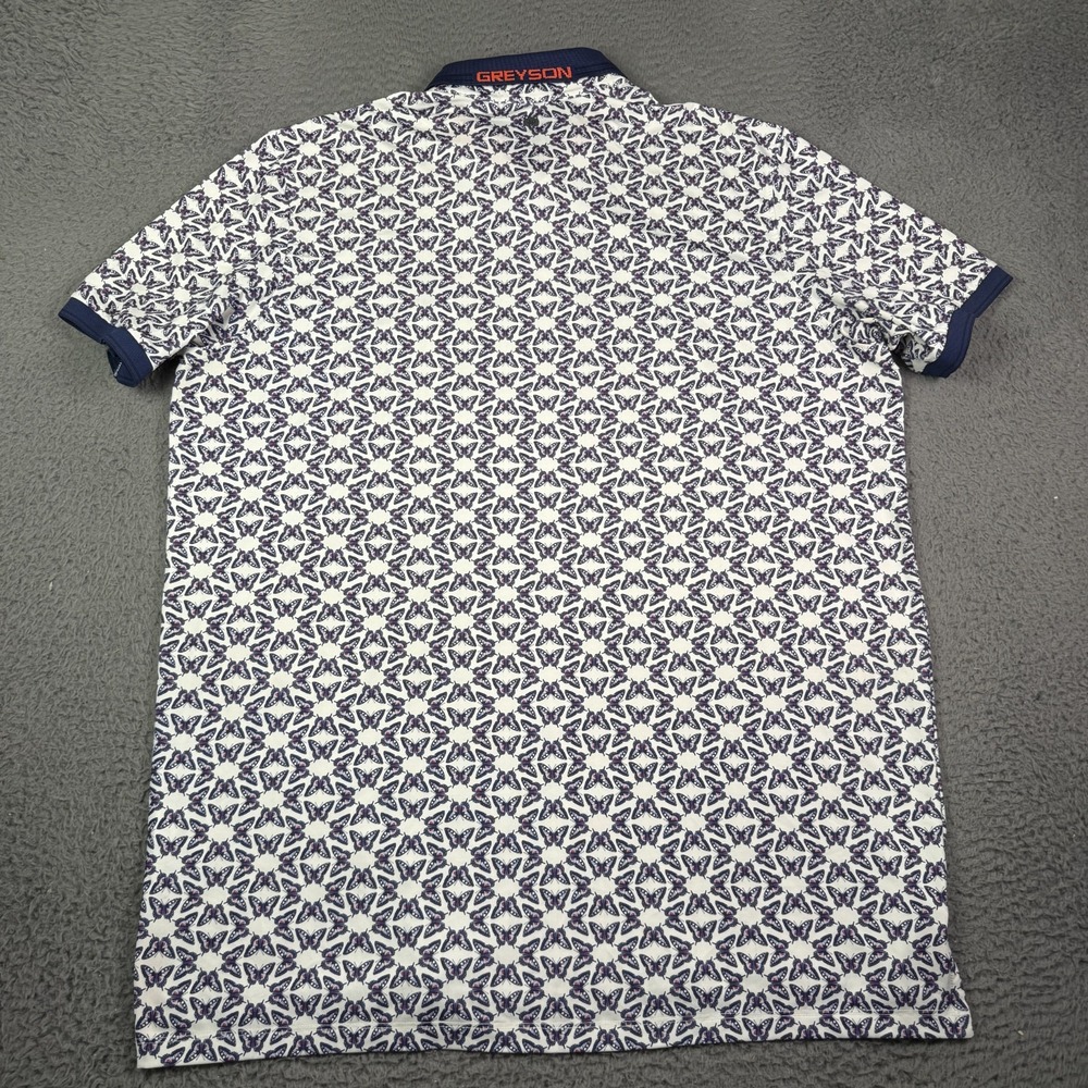 Greyson Butterfly Diaries Golf Polo Shirt Mens XL White Animal Print - Picture 5 of 9